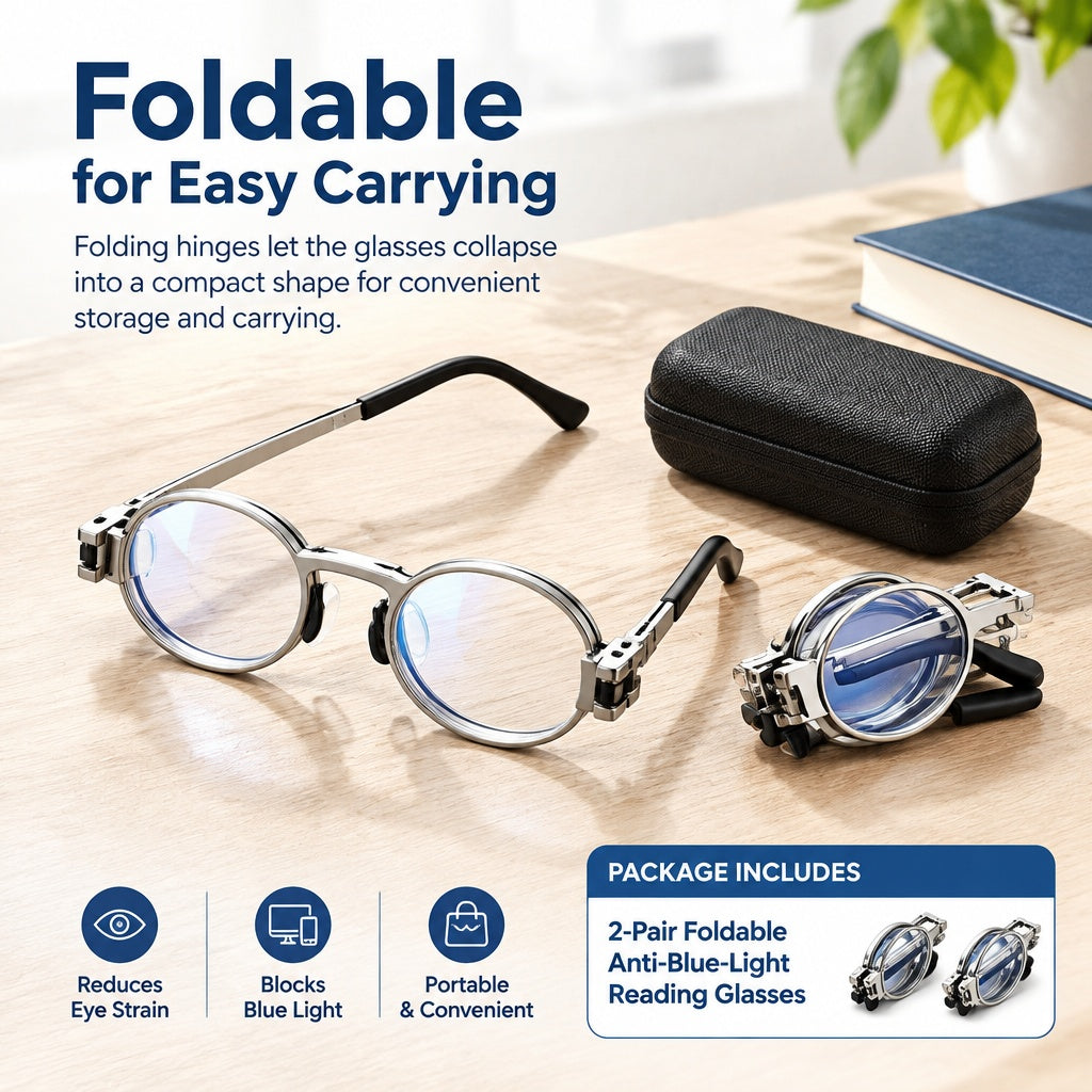Well-Crafted Durable Stylish 1 Pairs of Foldable Anti-Blue Light Reading Glasses