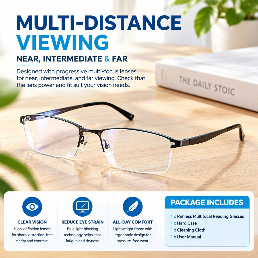 All-In-One Ultra-Light Durable Comfortable Sturdy HD Multi-Focus Reading Glasses