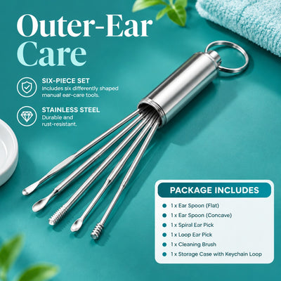 Portable Hygienic Precise Comfortable Washable 6-Piece Portable Ear Cleaning Kit