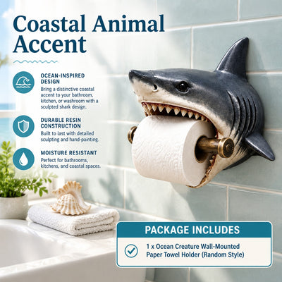 Coastal Shark Kraken Turtle Toilet Tissue Roll Holder Wall Mounted Resin Stand