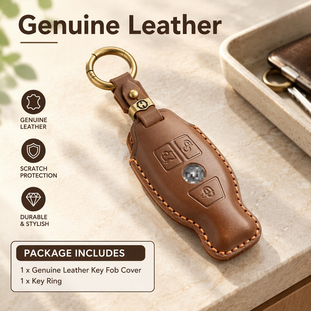 Genuine Leather Key Fob Cover Case fits Mercedes E300 W212 W213 C300 W204 W205