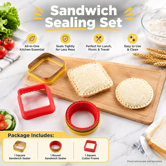 Stainless Steel and Plastic Sandwich Cutter and Sealer, Crustless Pocket Sandwich Press for Bread, M