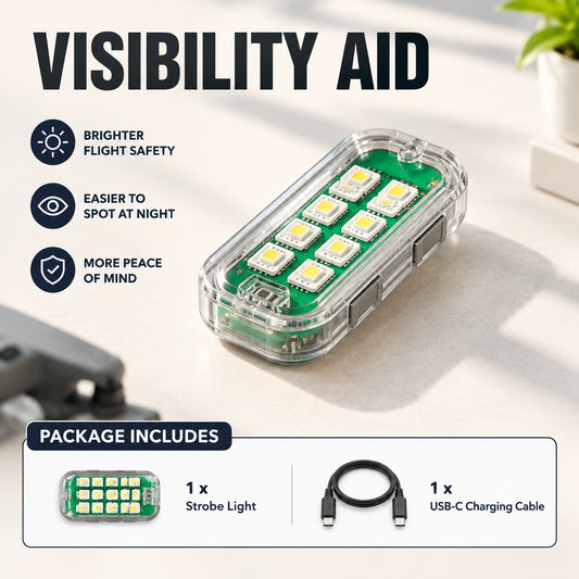 Rechargeable Drone Strobe Light, USB-C RGBW LED Flashing Safety Light with 6 Modes, Adhesive Mount, 