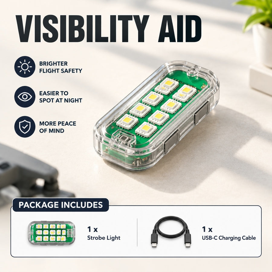 Rechargeable Drone Strobe Light, USB-C RGBW LED Flashing Safety Light with 6 Modes, Adhesive Mount, 