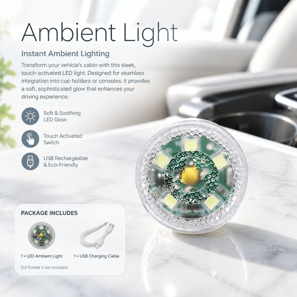 2-Pack Touch-Activated Mini LED Interior Lights, Adhesive-Mount Ambient Puck Lights for Car Glove Bo