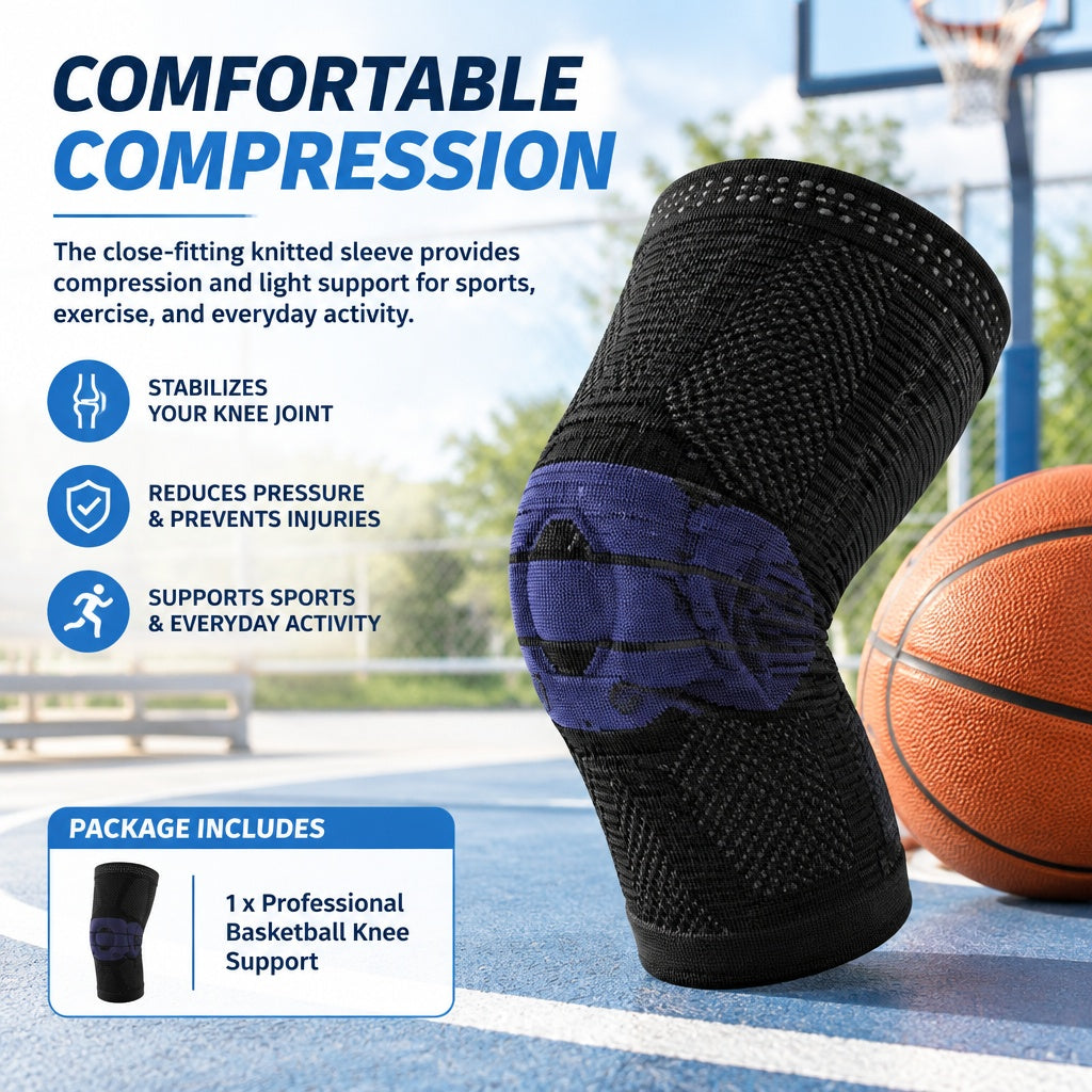 Elastic Flexible Reusable Sporty Protective Professional Basketball Knee Support