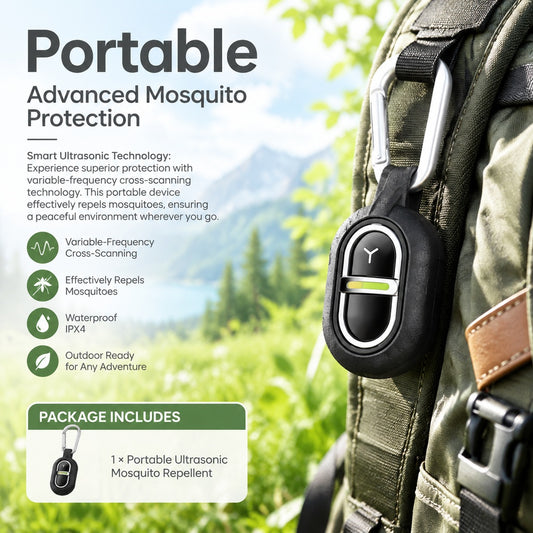 Portable Ultrasonic Mosquito Repellent Device with Clip, Rechargeable USB Design, Touch Control, IPX