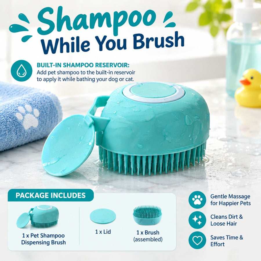 Pet Grooming Shower Brush Dog Bath Massage Shampoo Applicator for Dogs Cats