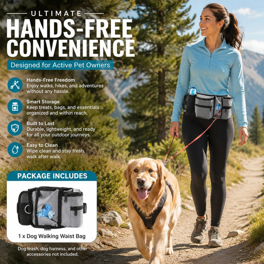 Multi-Functional Dog Walking Waist Bag, Adjustable Pet Training Pouch with Multiple Pockets, Poop Ba