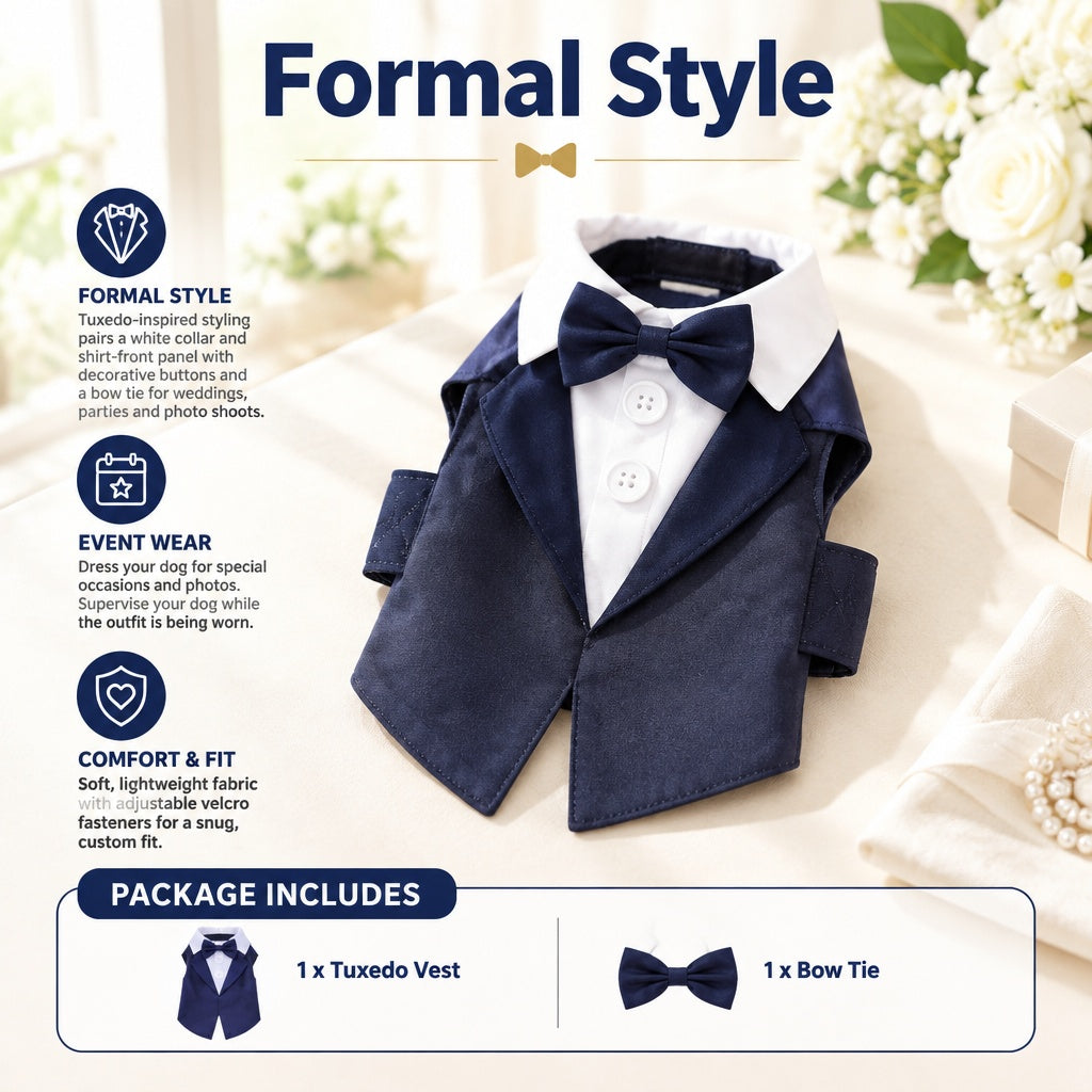1Pcs Small Dog Grooming Suit, Stylish Puppy Tuxedo for Weddings & Special Events