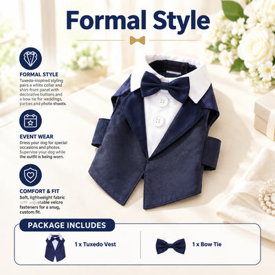1Pcs Small Dog Grooming Suit, Stylish Puppy Tuxedo for Weddings & Special Events