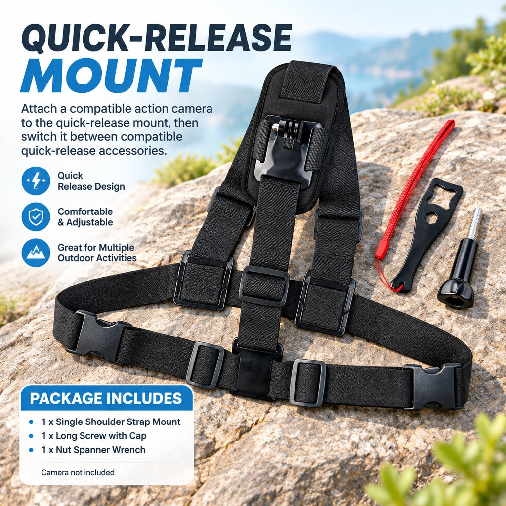 Durable Action Camera Single Shoulder Strap Mount Kits f GoPro Android Cameras