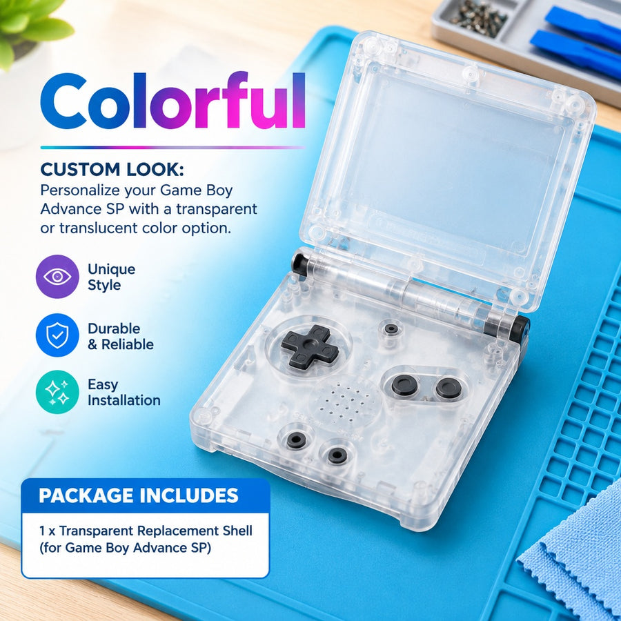 Easy to Install Dustproof Colorful Transparent Shell for Game Boy Advance SP NEW