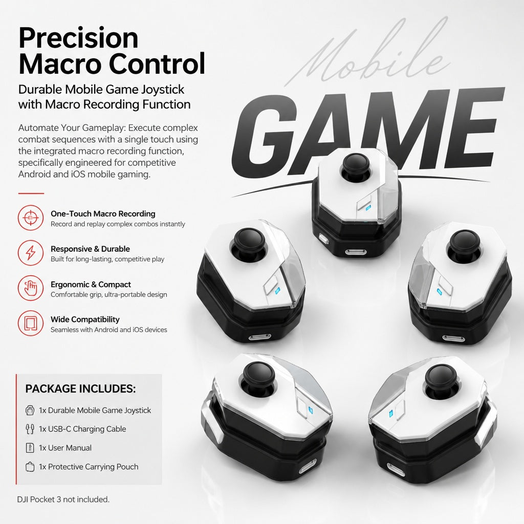MB02 Bluetooth Mobile Gaming Joystick Clip with Macro Recording, Physical Joystick and Buttons for C