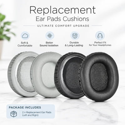 Replacement Ear Pads, Pair of Oval Cushion Earmuffs Compatible with SR30BT Headphones, Black