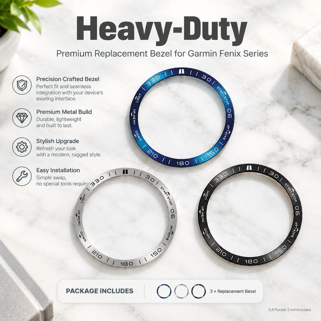 Stainless Steel Bezel Ring Cover with Engraved Markings for Garmin Fenix 8 51mm, Adhesive-Install Pr