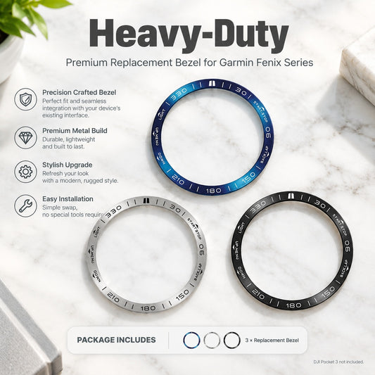 Stainless Steel Bezel Ring Cover with Engraved Markings for Garmin Fenix 8 51mm, Adhesive-Install Pr