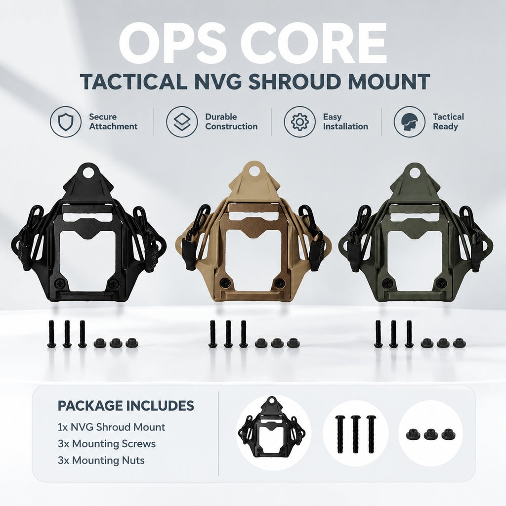 Tactical Helmet Front Shroud Mount with Bungee Cords, Helmet Accessory Mounting Plate, Nylon and Met