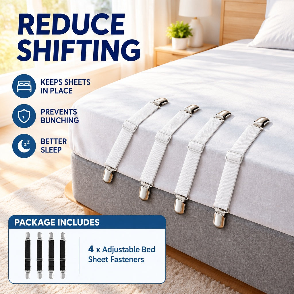 Space-Saving Soft 4x Anti-Slip Fitted Clips for Bed Mattress Cover Sofa Cushion