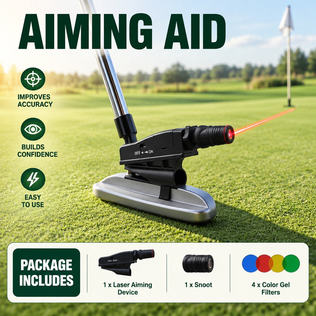Golf Putter Laser Aiming Device, Adjustable Red Laser Pointer with Clip-On Mount and Intermittent/Co