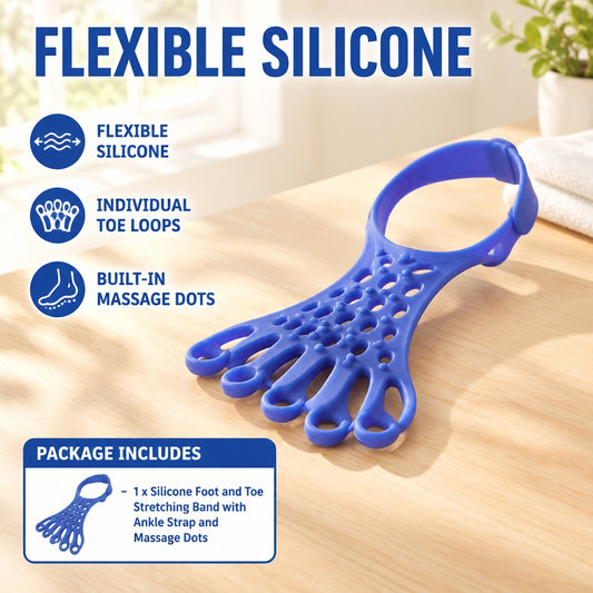 Silicone Foot and Toe Stretching Band with Ankle Strap and Massage Dots for Arch Stretching and Foot