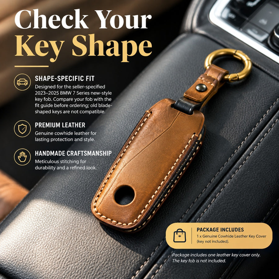 Premium Durable Genuine Leather Key Cover fits BMW New 7 Series 2023-2025 Models