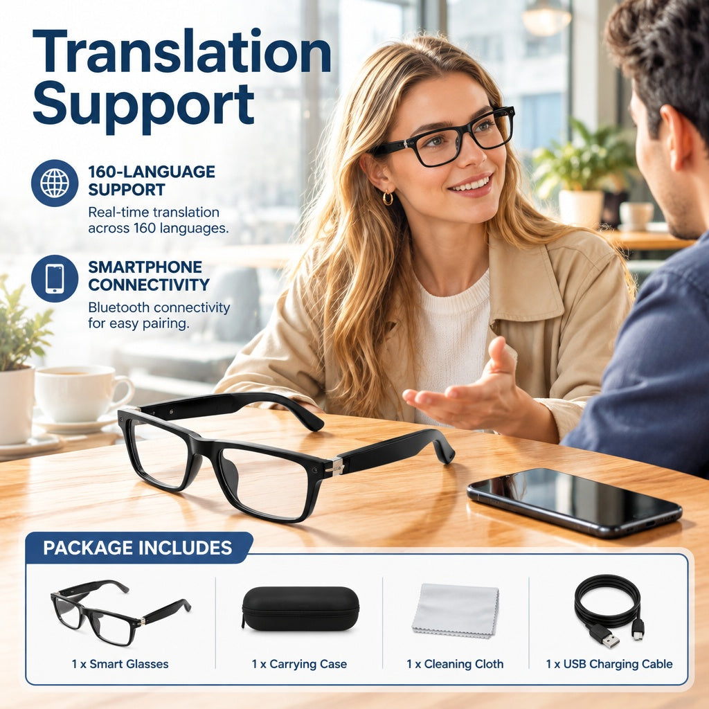 Brand New Reliable Maneuverable AI Smart Glasses with 160 Languages Translation