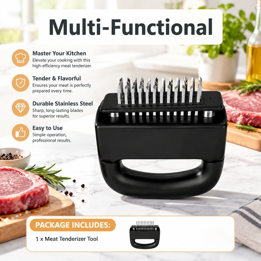 48-Point Stainless Steel Meat Tenderizer, Manual Needle Tenderizer Tool for Beef, Pork, Chicken and 