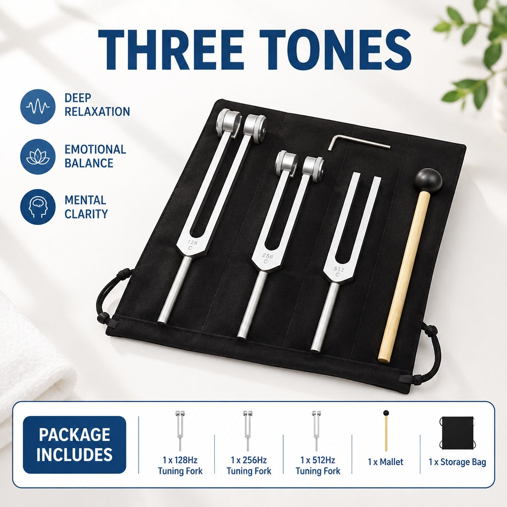 Durable Chakra Healing Tuning Fork Set 128/256/512Hz For Sound Therapy Practices