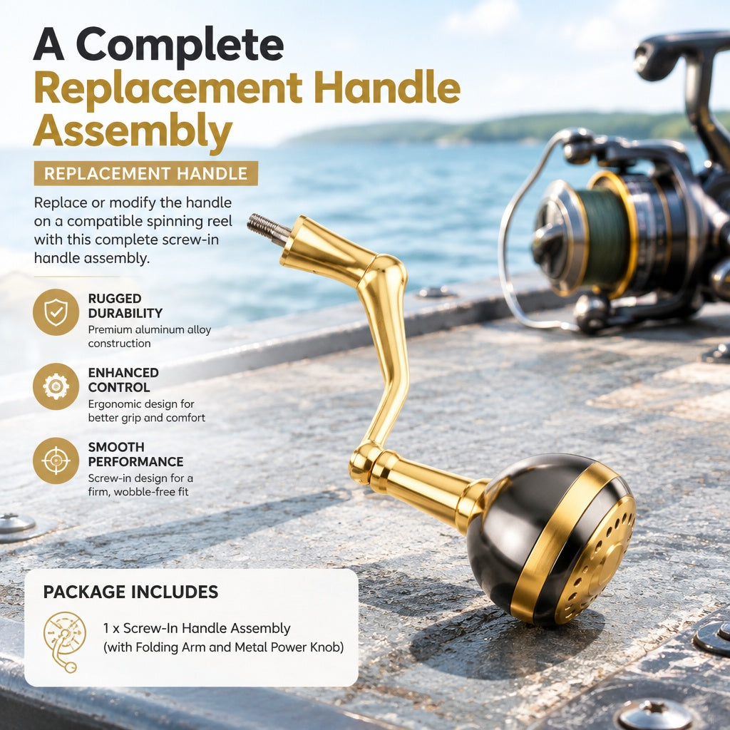 Aluminum Alloy Reel Handle Grip Knob Replacement Fits Saltwater Spinning Reels