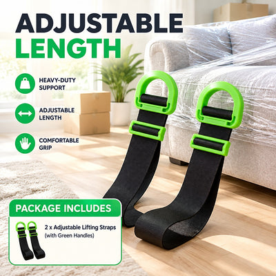 Strong Soft Load-Bearing Long-Lasting Adjustable Carrying Lifting Strap - 2 Pack