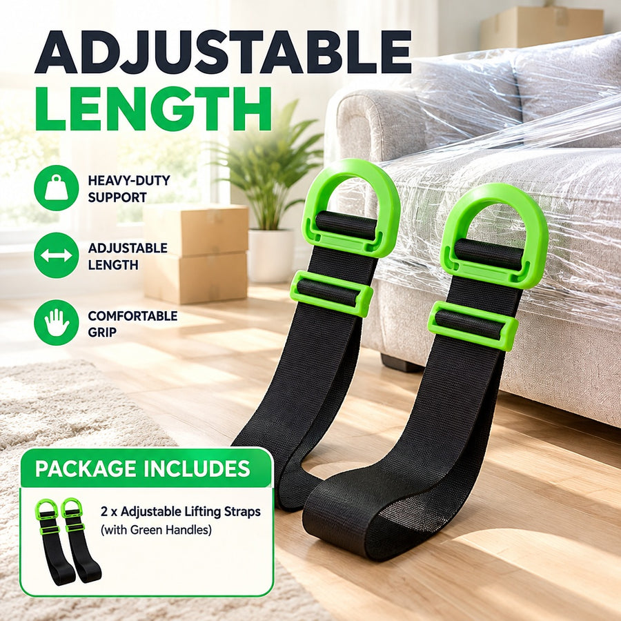 Strong Soft Load-Bearing Long-Lasting Adjustable Carrying Lifting Strap - 2 Pack