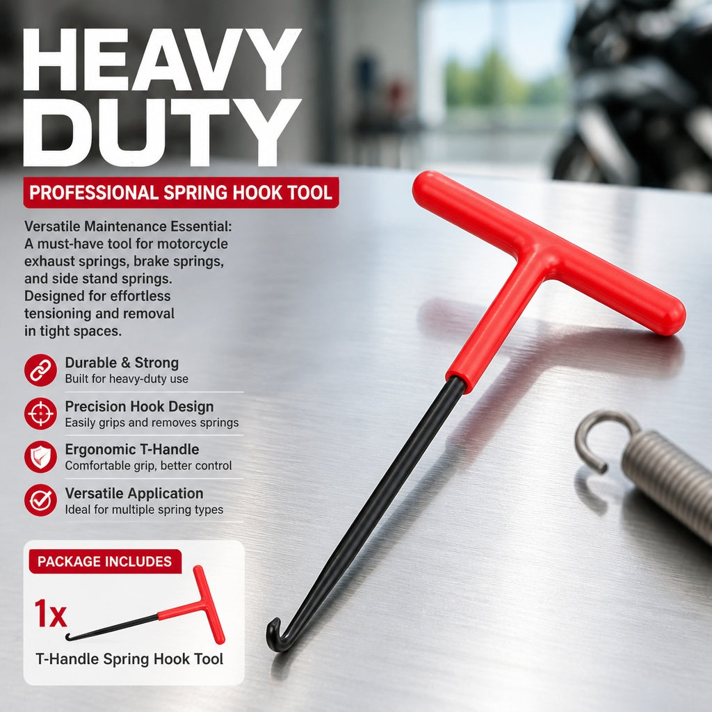 T-Handle Spring Hook Tool, 16 cm Exhaust Spring Installer and Remover for Motorcycles, Lawn Mowers, 