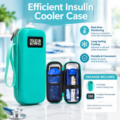 Portable Insulin Cooler Case with Digital Temperature Display, Insulated Travel Storage for Insulin 
