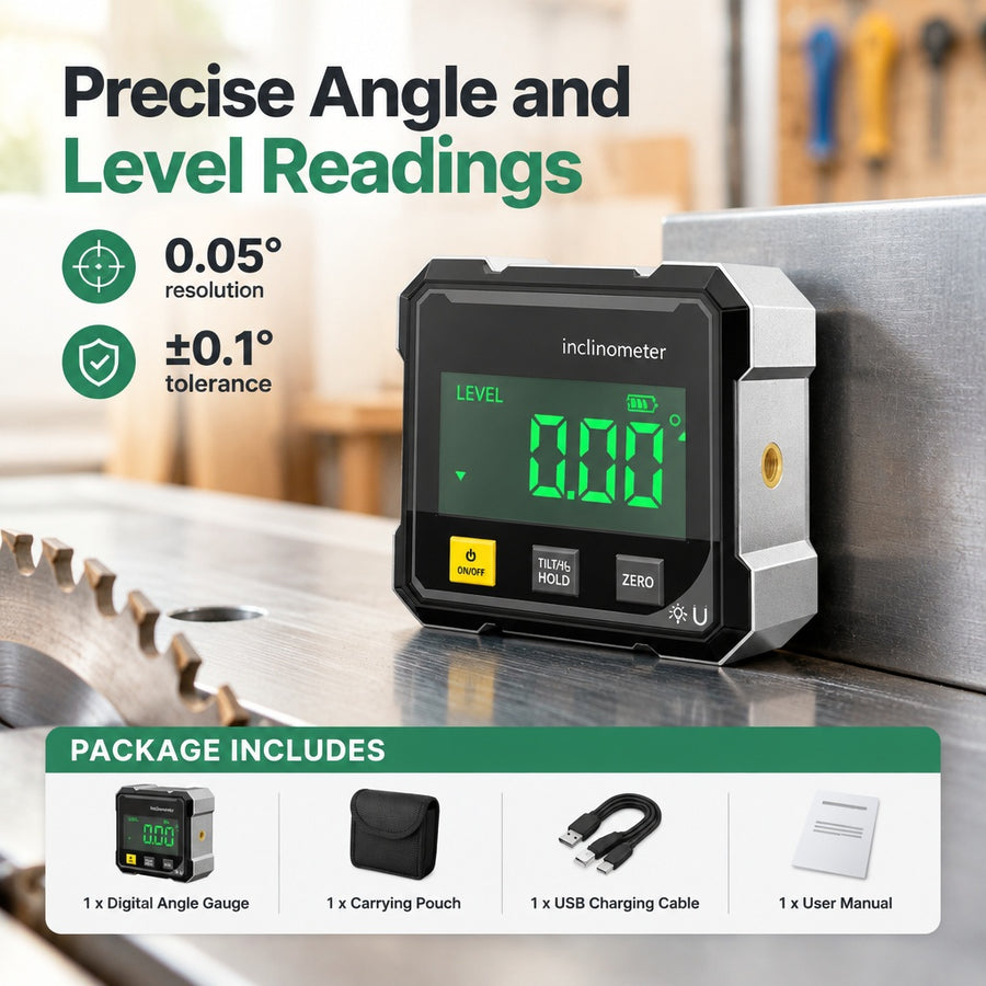 Digital Angle Gauge Magnetic Inclinometer for Woodworking and CNC Machining Tool