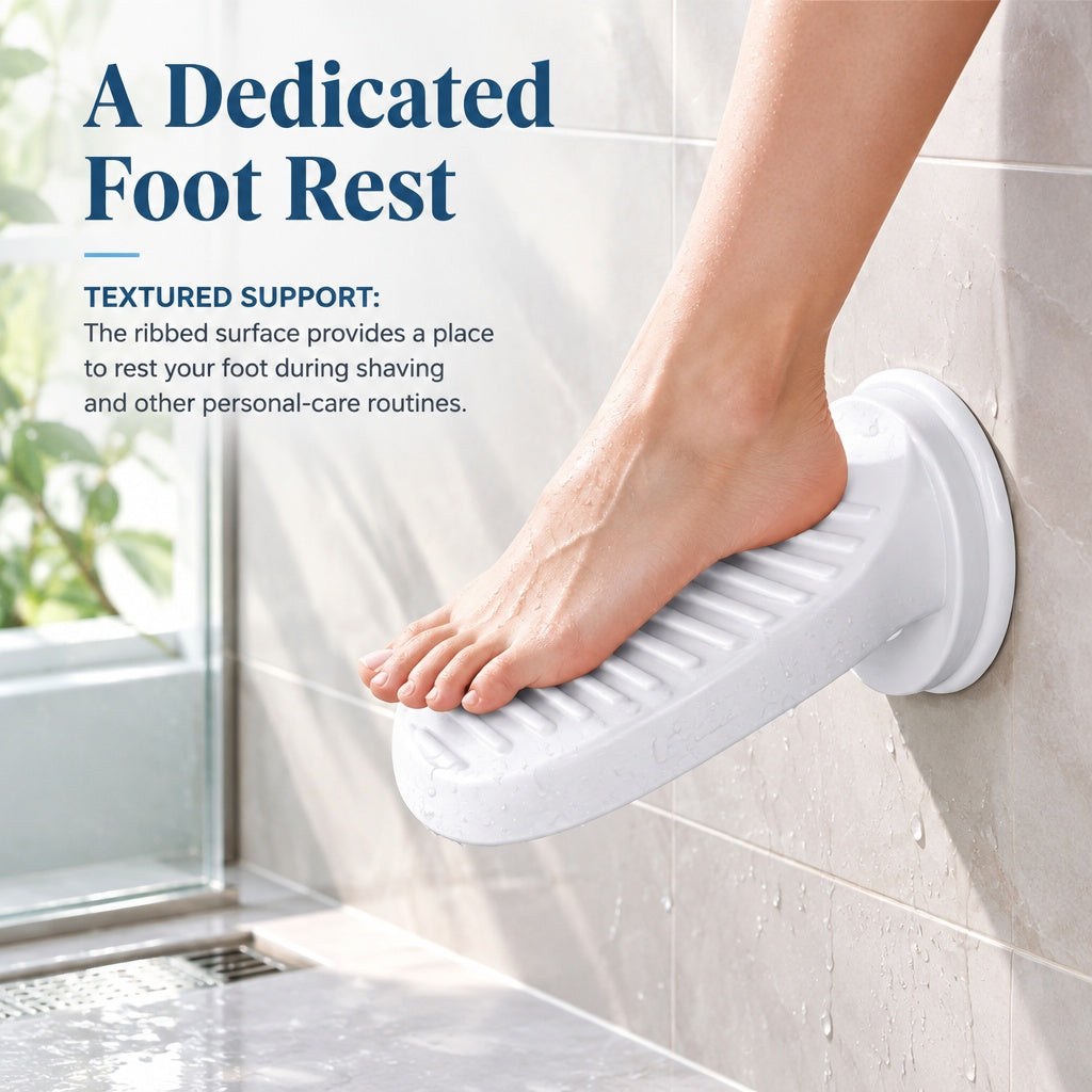 1pc Bathroom Pedal | Wall Mounted w/ Suction Cup fits Ceramic Tile Glass, Marble