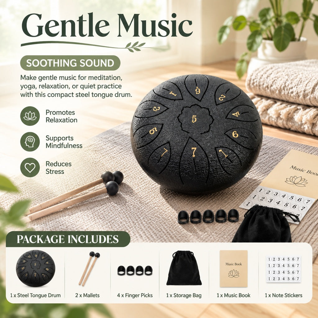 11PCS Yoga Meditation Tongue Drum fits Prenatal Music Education & Relaxation