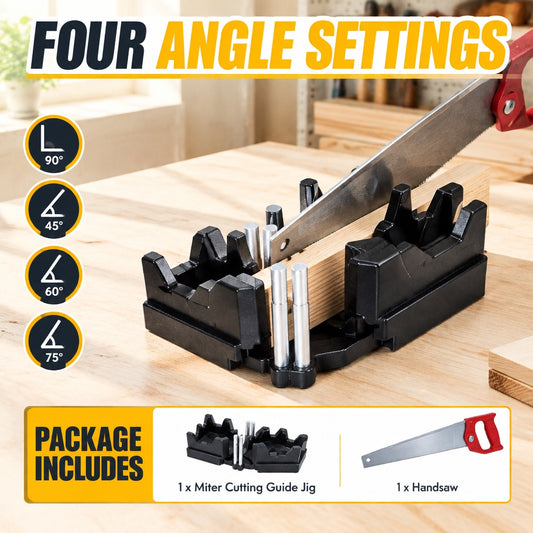 Adjustable Miter Cutting Guide Jig for Woodworking, 90° 45° 60° 75° Angle Cuts for Trim, Molding and