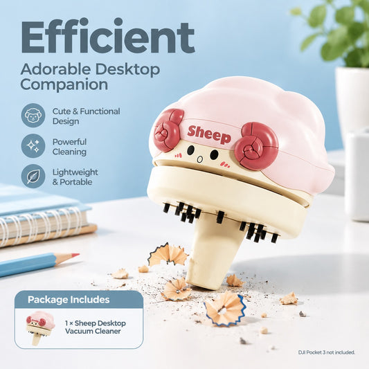 Rechargeable Mini Desktop Vacuum Cleaner with Brush Head, Narrow Nozzle and Detachable Dust Compartm