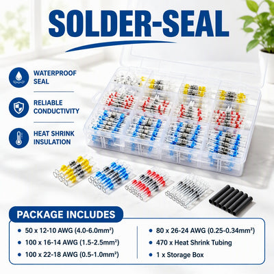800PCS Solder Seal Wire Connectors Waterproof Heat Shrink Butt Terminal Assort