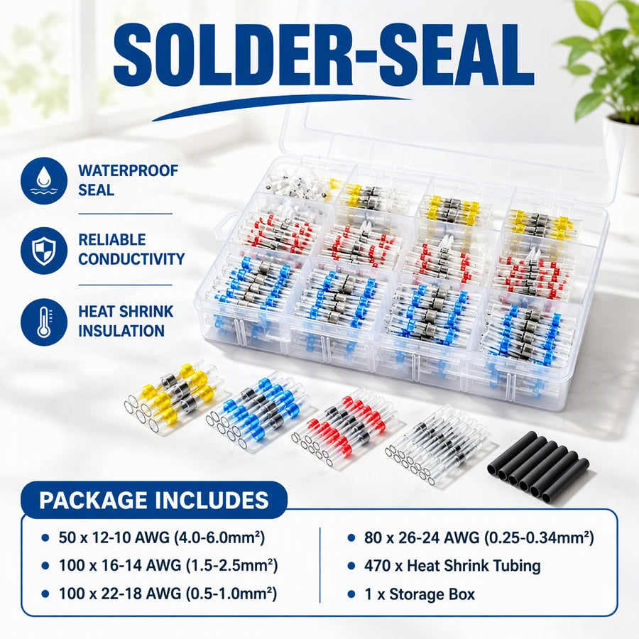 800PCS Solder Seal Wire Connectors Waterproof Heat Shrink Butt Terminal Assort