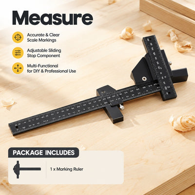 280mm Woodworking Scribe Ruler Aluminum Alloy T-Square Measuring Layout Tool